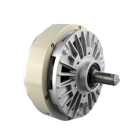 Side view of Magnetic Particle Brake FZ50A-1, 5 kg holding force, 24V heavy-duty industrial brake for equipment with rugged pro-grade build.