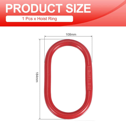 Red Oblong Master Link Hoist Ring, dimensions 184mm x 108mm, for Lifting and Rigging, Grade 80 Alloy Steel, 3 Ton Capacity