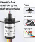 Pro Grade Heavy Duty Slip Ring Connector For Power And Signal Transmission 3 Wires 10A Capacity 22mm Diameter Gold Contacts With Fiber Brush Technology Rotating Electrical Connector In Rugged Engineering Plastics Shell For Long Life, showing small size and high-quality wires.