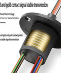 Pro Grade Heavy Duty Slip Ring Connector For Power And Signal Transmission 3 Wires 10A Capacity 22mm Diameter Gold Contacts
