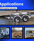 Applications of 3500 lb capacity trailer axles showcasing heavy duty trailer spindle 84 with EZ Lube weld on brake flange.