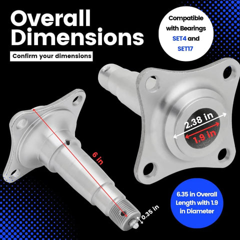 Heavy Duty Trailer Spindle 84 With EZ Lube Weld On Brake Flange For 3500 Lb Axle One Point Nine Inch Stub replacement dimensions