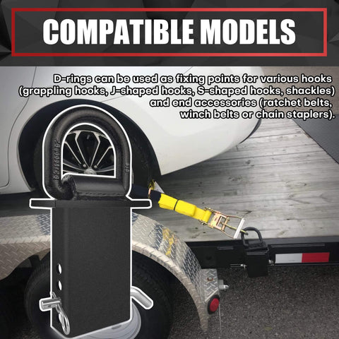 4-Piece 18,000-Lb Heavy-Duty Removable D Ring Stake Pocket Tie-Down Kit in use on utility trailer