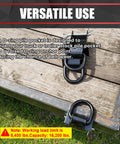Installed 4-Piece 18,000-Lb Heavy-Duty Removable D Ring Stake Pocket Tie-Down Kit on wooden flatbed trailer, showing D-rings.