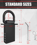 4-Piece 18,000-Lb Heavy-Duty Removable D Ring Stake Pocket Tie-Down Kit dimensions and components