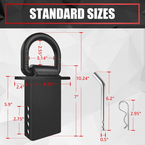 4-Piece 18,000-Lb Heavy-Duty Removable D Ring Stake Pocket Tie-Down Kit dimensions and components