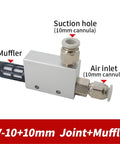Pro Grade Heavy Duty Vacuum Generator With Strong Negative Pressure And Suction, showing CV-10 model with muffler and air inlet