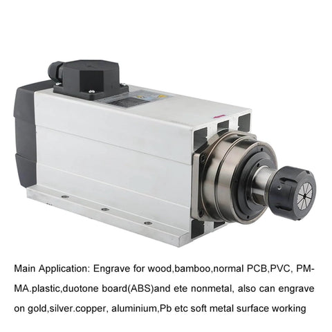 Heavy Duty Workhorse 6.0 kW 380V Air Cooled Woodworking Spindle Motor With ER32 Chuck 18000 RPM shown angled view