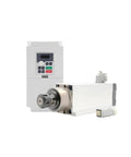 Front view of Beefy 3.5kW ER25 Spindle Kit with 4 Ceramic Bearings, Square Spindle, ER25 Collets, and a 4kW 220V Frequency Drive.