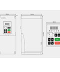 Dimensions of 4kW 220V frequency drive for Beefy 3.5kW ER25 Spindle Kit with operation buttons and digital display