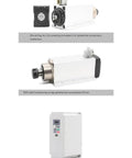 Beefy 3.5kW ER25 Spindle Kit With 4 Ceramic Bearings, Square Spindle, ER25 Collets, 4kW 220V Frequency Drive displayed in parts