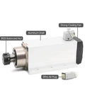 Beefy 3.5kW ER25 Spindle Kit With 4 Ceramic Bearings, Square Spindle, ER25 Collets, 4kW 220V Frequency Drive, 300Hz, front view