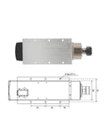 Beefy 3.5kW ER25 Spindle Kit With 4 Ceramic Bearings shown with technical drawing specifications for CNC router milling.