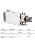 Beefy 4.5kW ER32 Air Cooled CNC Spindle Motor 220V And 380V Square Spindle with ceramic ball bearings, close-up view