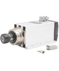 Powerful 4.5kW ER32 Air Cooled Spindle Motor 220V and 380V with Square Spindle and Ball Bearings, CNC Routers Machining