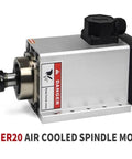 Beefy Air Cooled Spindle Motor 3KW ER20 With Ultra Low Runout 0.01mm shown from side view, highlighting four bearing design.