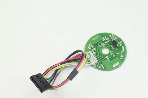 775 Size Permanent Magnet DC Motor With AB Phase Hall Encoder circuit board with wiring and green PCB design