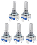5-pack of 360 Degree Rotary Encoder With Switch EC11 Digital Potentiometer Module, 5 pins, 20mm D shaft, DIY circuits, 5V.