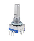 Close-up of 360 Degree Rotary Encoder With Switch EC11 Digital Potentiometer Module, 5 Pins, 20mm D Shaft, DIY Friendly, 5V Operation