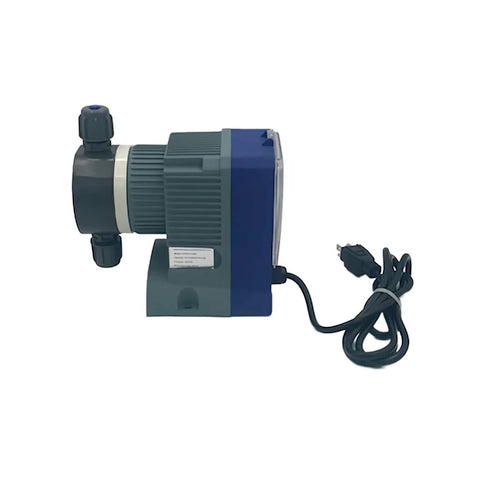 Side view of the Beefy Heavy Duty High Pressure Diaphragm Metering Chlorine Water Pump, 19 GPD, 220 PSI for chemical feed applications.