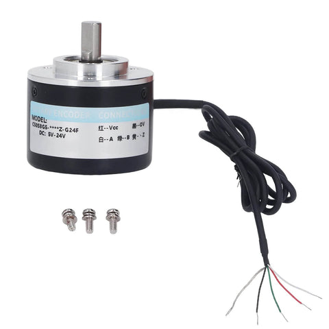 Two-Phase Incremental Rotary Encoder With 1200/2000PR, DC 5V-24V, 50mm OD, PNP Output, sensor with 3 screws