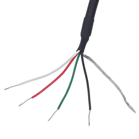 Wires of Two-Phase Incremental Rotary Encoder With 1200/2000PR, DC 5V-24V, 50mm OD, PNP Output, showing detailed cable connections