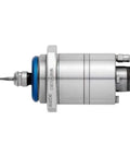 Side view of High-Speed Air Bearing Electric Spindle NRAF-5080 for CNC machining, rugged alloy casing, precision-balanced rotor.