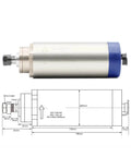 CNC Milling Spindle 1.5kW ER16 Water Cooled 0-24000 RPM 400Hz High Speed Spindle With 4 Bearings 0.01mm Runout 380V diagram view