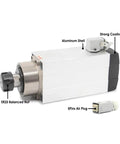 2.2kW ER25 CNC Spindle With 18000 RPM And 300 Hz Air Cooled Four Ceramic Ball Bearings Square Mount 16mm 380V Drive