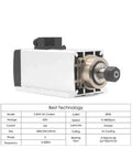 Front view of 3.5kW ER20 CNC spindle motor air cooled 220V/380V four bearings with 0.01mm runout