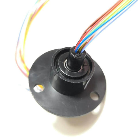 High Speed Ball Conductive Slip Ring 12 Wire 2A Collector Ring for rotating joints with visible wires and black housing