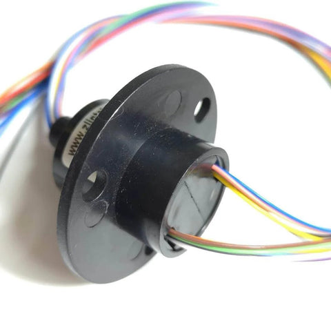High Speed Ball Conductive Slip Ring 12 Wire 2A Collector Ring with colorful wires, black assembly, for rotating joints