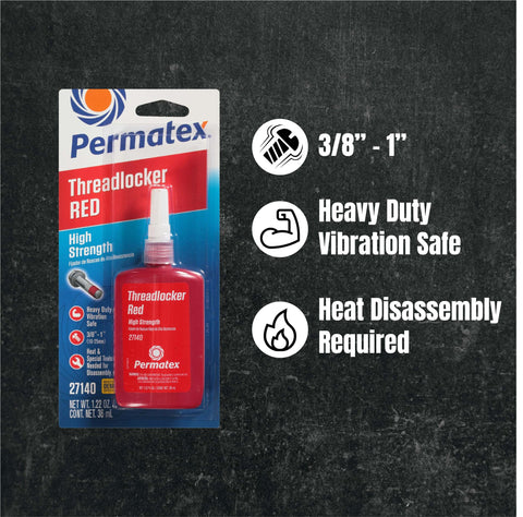 High Strength Red Thread Locker 36 Ml Bottle Pack Of 6 For Locking Threads, Studs And Press Fits, Delivers 3000 PSI Holding Power