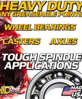 Pro Grade Heavy Duty High Temp Bearing Grease For Mowers And Spindles, depiction of grease and bearings with USA flag