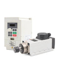 Beefed Up 2.2kW ER20 Air Cooled Spindle Kit With Flange, 0.01mm Accuracy, shown with inverter VFD, 4 steel bearings
