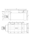 Technical diagram of Beefed Up 2.2kW ER20 Air Cooled Spindle Kit With Flange, 0.01mm Accuracy, Square Type, 4 Steel Bearings