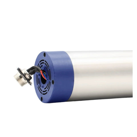 Close-up of Beefy 220V 1.5kW ER11 Air Cooled Spindle With 4 Bearings 24000 RPM CNC Router Motor, showing power connection.