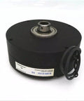 Side view of 70 Lb-In 90 VDC Magnetic Particle Brake for industrial machinery, featuring precise torque control and smooth engagement.