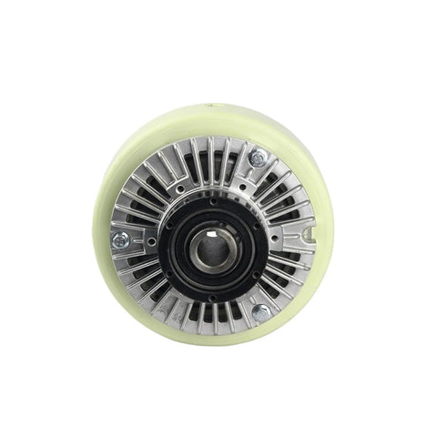 Low Current High Torque Magnetic Powder Clutch And Brake System, hollow spindle design, front view, used in slitting and cutting machines.