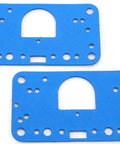 Blue nonstick metering block gaskets for Carburetor Rebuild Kit For Holley 4150 Models with precise machined holes.