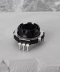 Two Pack Hollow Shaft Encoder EC25 SRGP200200 for Volume Control, black circular design with metal pins, on white background.