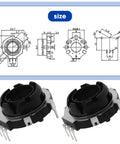 Two Pack Hollow Shaft Encoder EC25 SRGP200200 with size diagram for car volume control and Cuisinart TOA65 rotary compatibility.