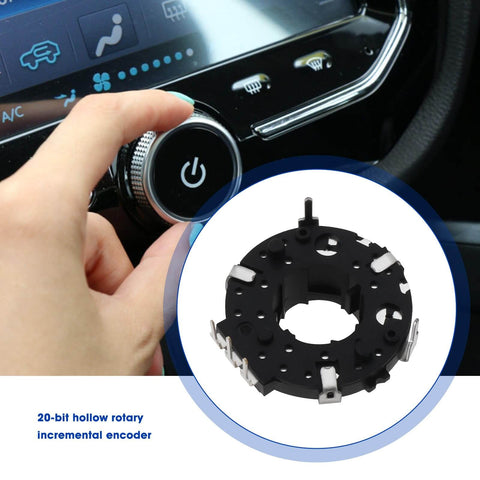 Two Pack Hollow Shaft Encoder EC25 SRGP200200 For Car Volume Control and Appliance Rotary Dial Compatibility, shown in car dashboard.