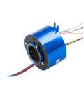 Hollow Slip Ring Rotary Connector For Signal And Power 2 4 6 12 Circuit 10A Rating with blue casing, front view, 50mm inner hole