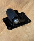 1-inch swivel caster on a four-hole mounting plate with a black nylon wheel