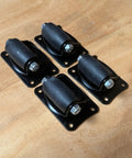Set of 4 1-inch nylon swivel caster wheels on mounting plates (black)