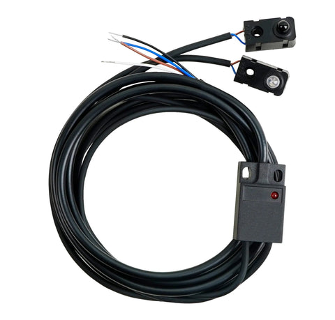IR Break Beam Sensor with 5mm LEDs, counting module, cables, and photoelectric sensor, 100cm sensing distance, shown coiled