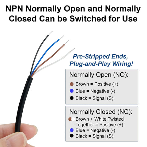IR Break Beam Sensor With 5mm LEDs, Counting Module, showing NPN normally open and closed wiring options.