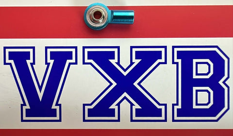 Female Rod End 3mm Blue PHS3 Right Hand Mini Heim Joint on a red and white VXb background.