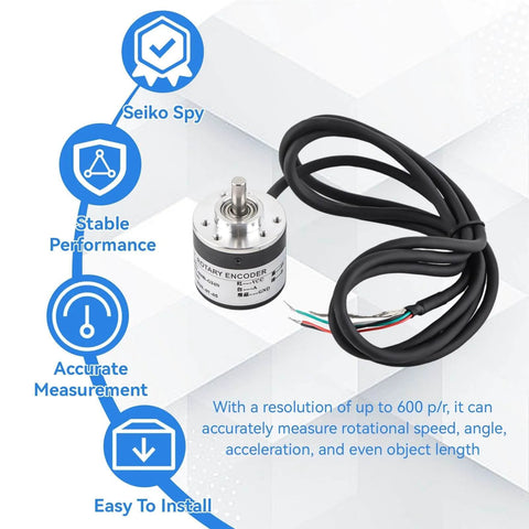 Pro-Grade 600P Incremental Rotary Encoder With AB Two-Phase Output For Precise Rotational Speed Measurement, 5 To 24V DC Supply, 6mm Shaft